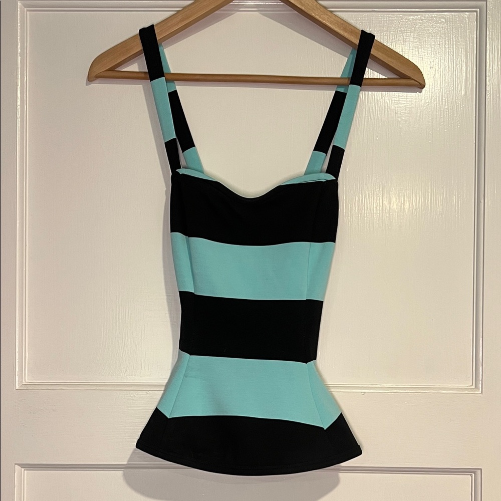 AFRM Black and Aqua Striped Camisole